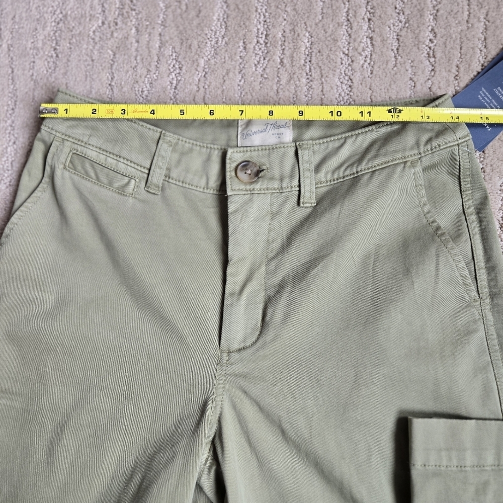 Mid-Rise Straight Wide Leg Relaxed Chino Pants Green 4 Sailor French Girl Clean - Picture 11 of 16